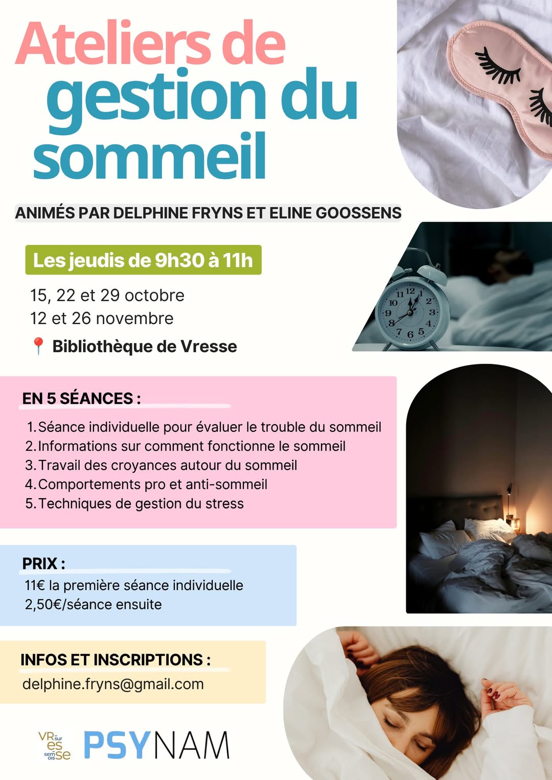 Ateliers de gestion du sommeil